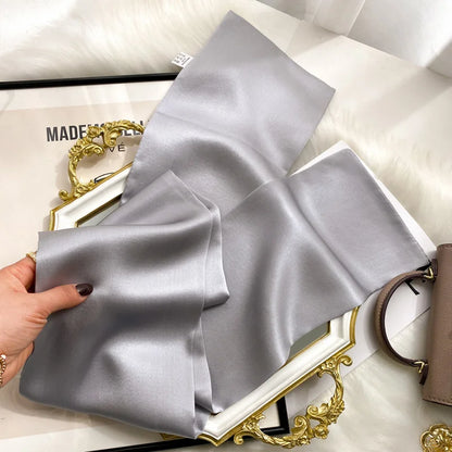 Damen Seidenschal dünn Taschenband Foulard Haarband Stirnband bedruckt B