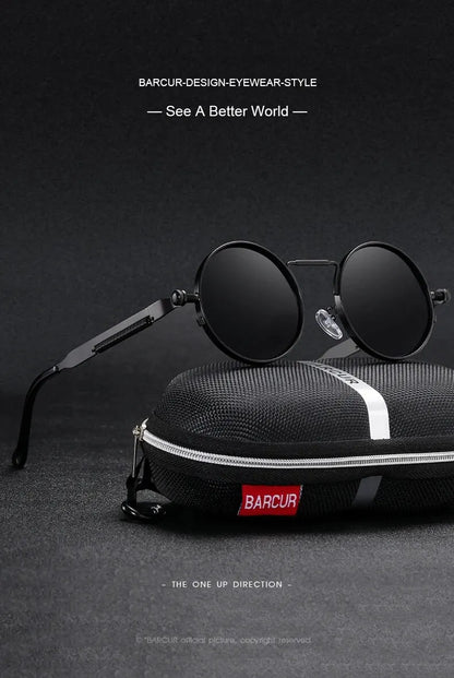 Sonnenbrille rund Steampunk Retro UV400 polarisiert Herren Damen C
