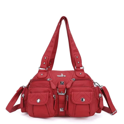 Damen-Handtasche Vintage PU-Leder mit Schultergurt und Obergriff Innenfach für Telefon und Geldbörse