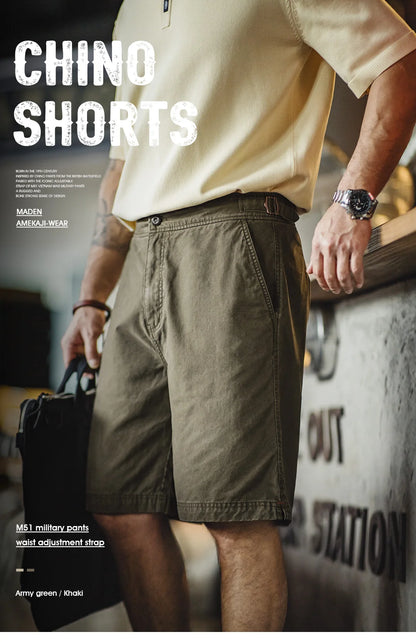 Herren Chino Shorts M51 aus Baumwolle mit verstellbarem Gürtel und Taschen