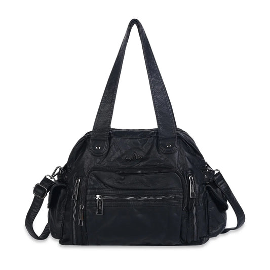 Damen-Satchel-Tasche Leopardenmuster, Top-Handle Innenfach mit Reißverschluss und viel Stauraum