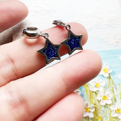 Damen-Charm-Anhänger blauer Stern Böhmen II aus Sterlingsilber
