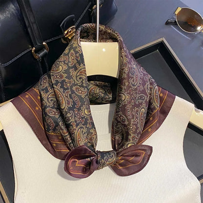 Damen Seidensatin Schal 53cm quadratisch Blumenprint Kopftuch Hijab Bandana H