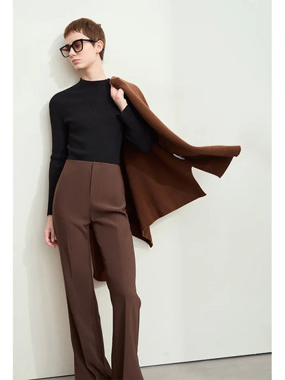 Damen-Halbrollkragen-Pullover Slim Raglan Wolle-Mix Herbst-Winter