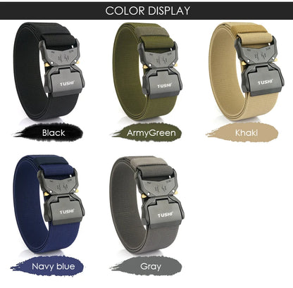 VATLY Breiter Elastik-Gürtel Herren 5 cm Aluminium-Schnellverschluss Militär-Stil