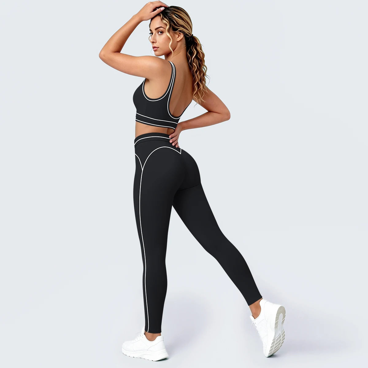 Damen Yoga Sportset Rückenfreier BH Schnell Trocknend Atmungsaktiv