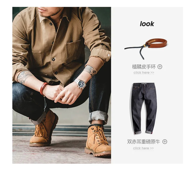 Herren Mantel aus schwerem Twill mit vier Taschen im Khaki-Farbton