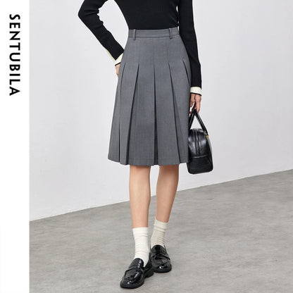 Damen Grauer Faltenrock im Adrette Stil für Frühling und Sommer