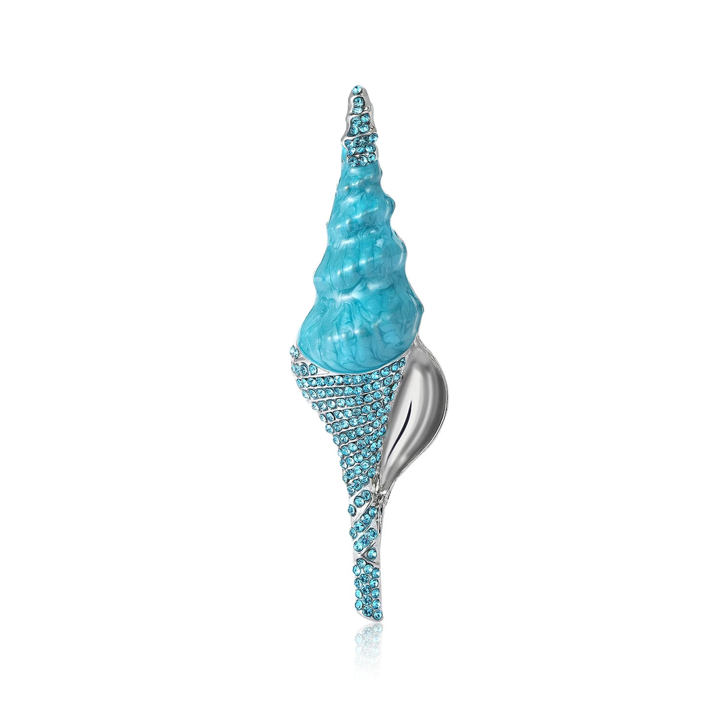 Brosche Muschel Emaille Strass Meeresmotiv Ozean Anstecknadel Damen