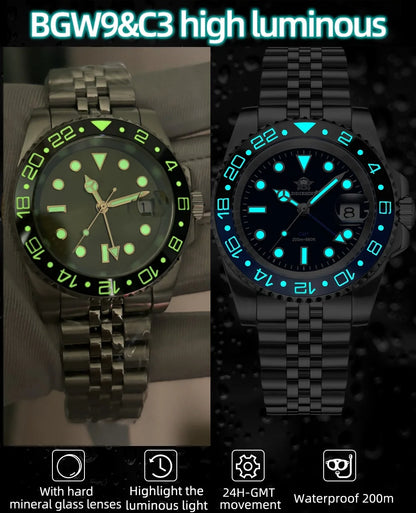 Herren-Taucheruhr mit GMT-Funktion und Keramiklünette