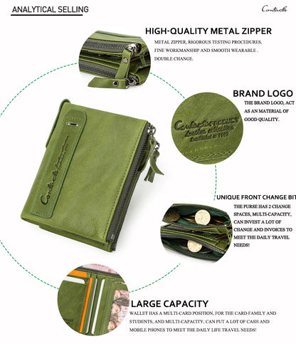 Damen Echtleder Geldbörse Bifold Vintage Portemonnaie Kartenhalter Münzbörse Geldclip