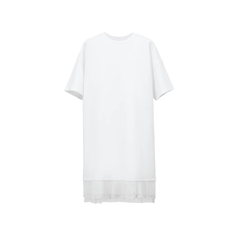 Elegant Damen Midi Kleid Aus Baumwolle Mit Spitze Und Schultereinschnitt