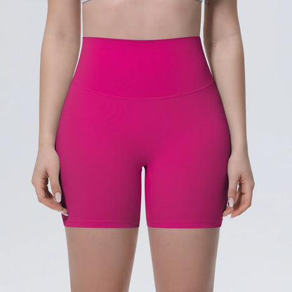 Fuchsia Yogashorts für Damen mit breitem Bund, schnelltrocknend und bequem