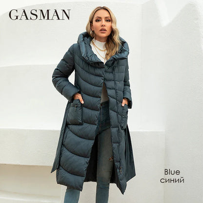 Lange Damen-Winterjacke mit großen Taschen, winddicht und warm, hochwertiger Parka-Mantel.
