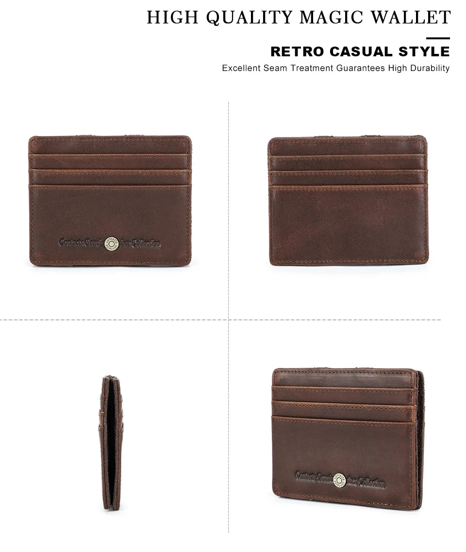 Herren Echtleder Geldbörse Slim RFID Kartenhalter Geldclip ultra dünn Mini Geschenk