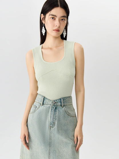 Imitations-Denim-Fashion-Anzug für Damen – vielseitiges, minimalistisches Outfit mit Shirt und Rock für Frühling und Sommer