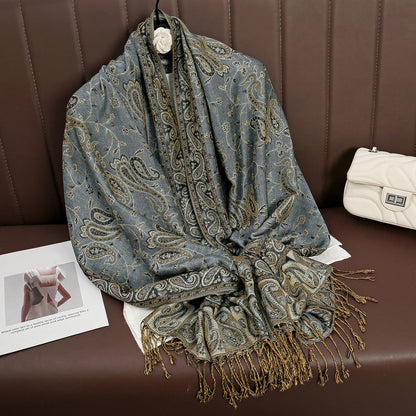 Damen Winterschal Kaschmir Pashmina Luxus Druck warm Stolen Foulard Baumwolle
