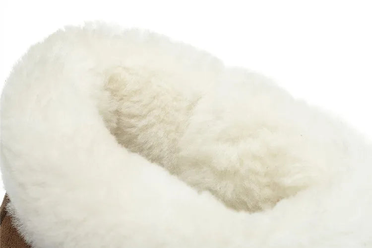Damen Schnee Stiefel aus echtem Leder mit warmem Wollfutter