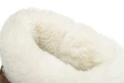 Damen Schnee Stiefel aus echtem Leder mit warmem Wollfutter