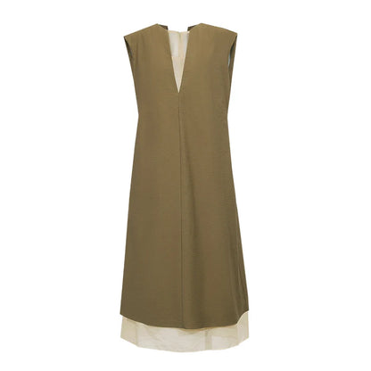 Modernes Damen Midikleid Patchwork Büro Elegant Baumwolle