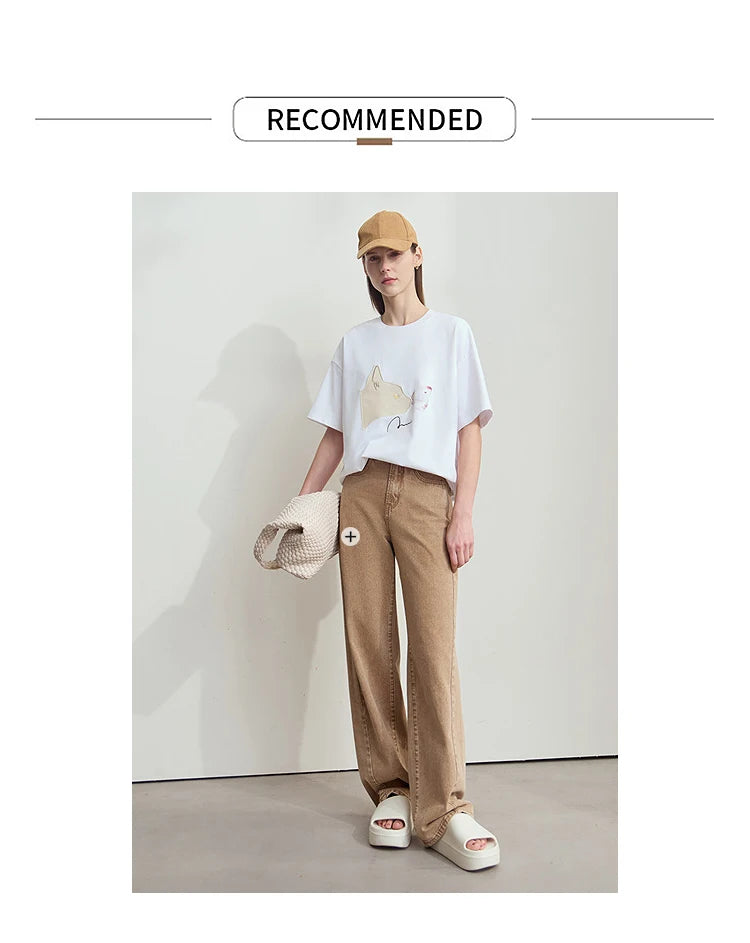 Damen T-Shirt im lässigen Stil mit Rundhalsausschnitt und kurzem Arm