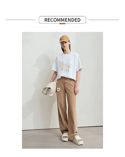 Damen T-Shirt im lässigen Stil mit Rundhalsausschnitt und kurzem Arm