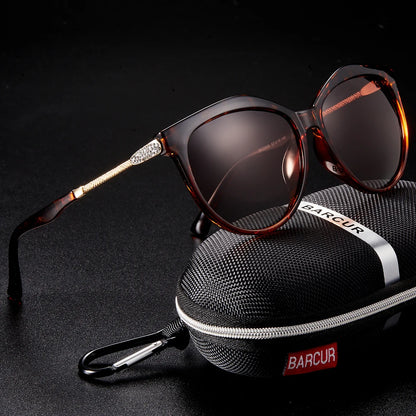 Damen-Sonnenbrille Cat Eye oval Farbverlauf Spiegel polarisiert