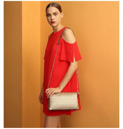 Damen Crossbody-Tasche Aus Split-Leder Mit Chain Fashion