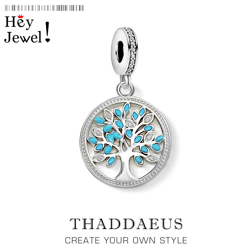 Damen-Charm-Anhänger Baum blau romantisch aus Sterlingsilber