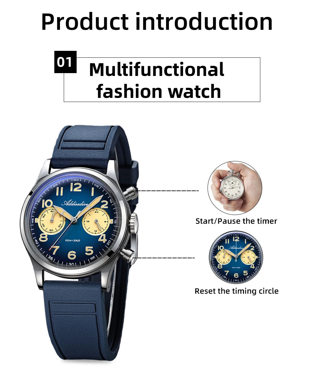 Herren-Chronograph mit VK64-Quarzwerk und Bubble-Glas