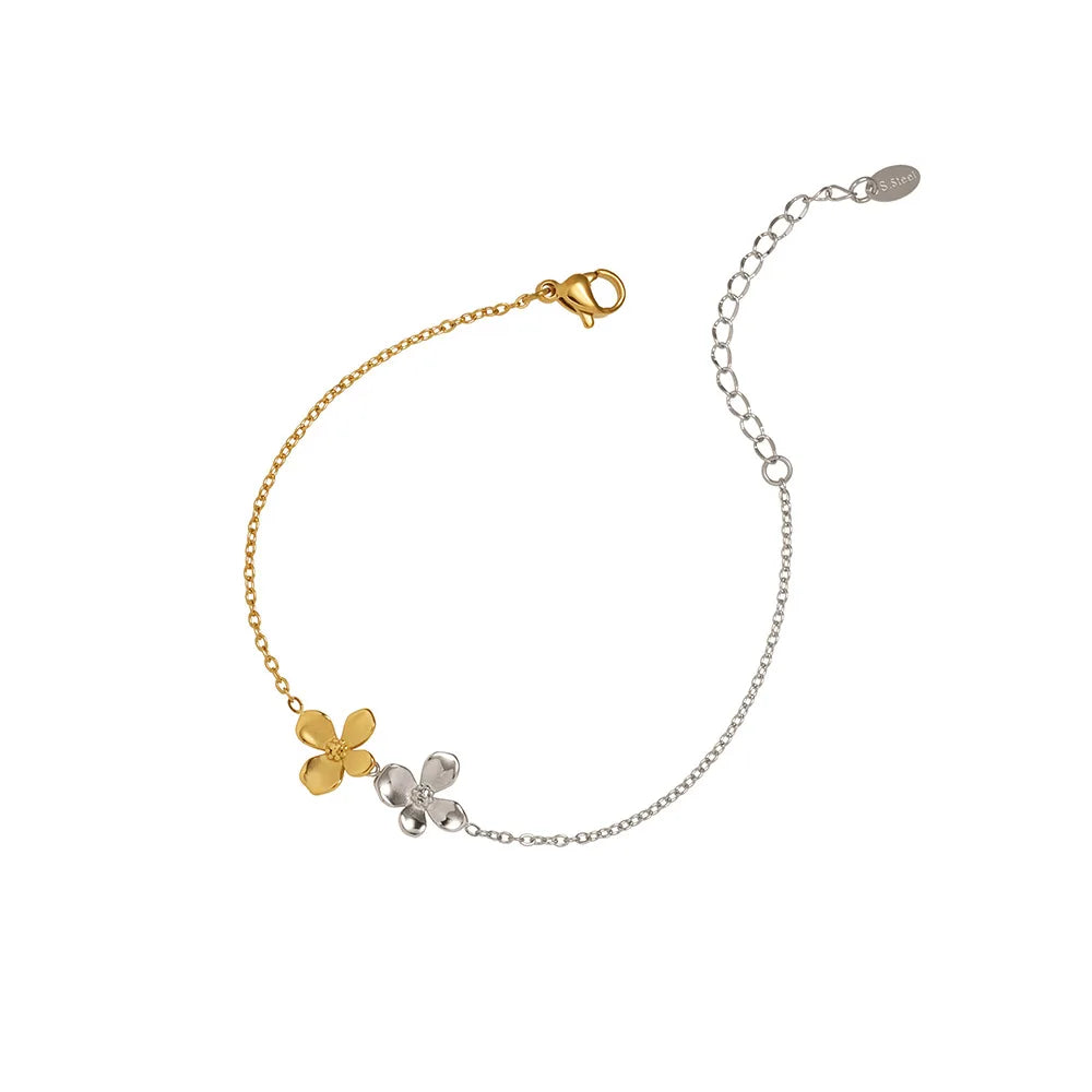 Damen-Kettenarmband mit Blumenanhänger aus Titanstahl