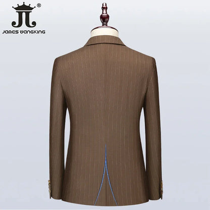Klassischer 3-teiliger Anzug: Gestreiftes Business-Outfit für Hochzeiten und Events, Slim Fit, S-5XL