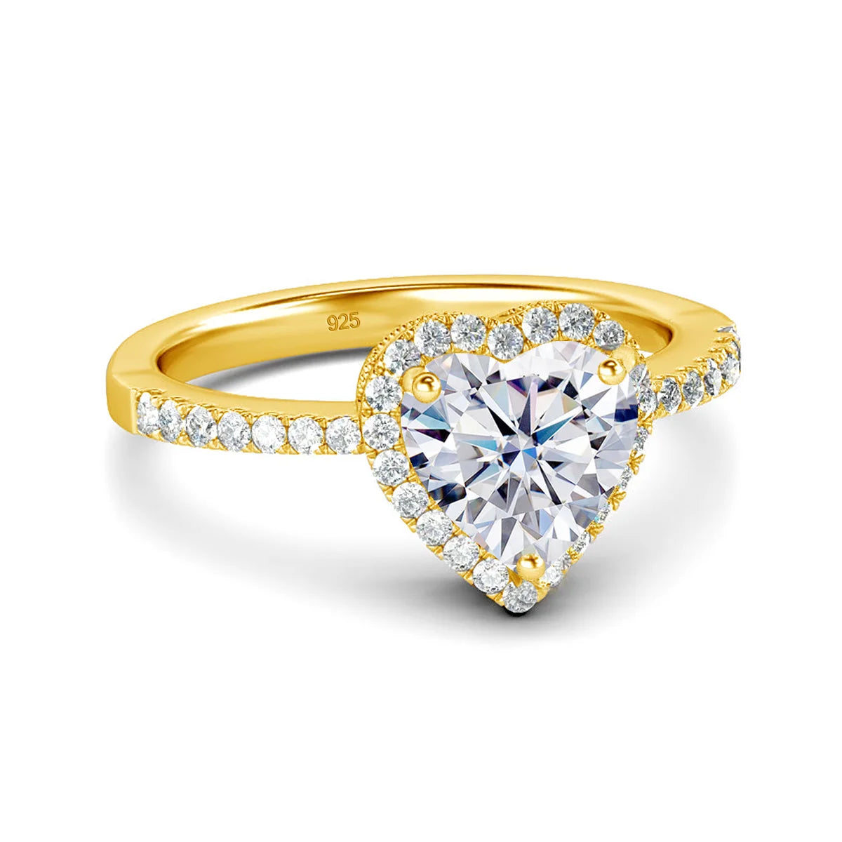Damen-Herz-Ring Aus 925er Silber Mit 1ct Moissanit Und Zertifiziertem Schmuckstück