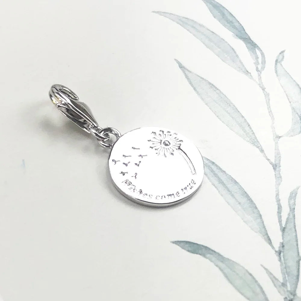Damen-Charm-Anhänger Löwenzahn Wunsch träumerisch aus Sterlingsilber