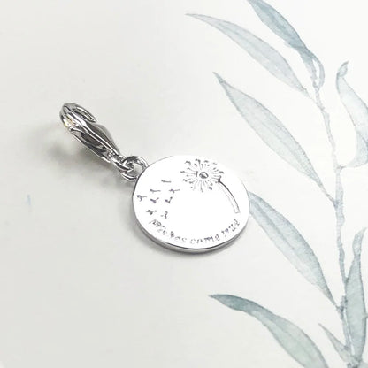 Damen-Charm-Anhänger Löwenzahn Wunsch träumerisch aus Sterlingsilber
