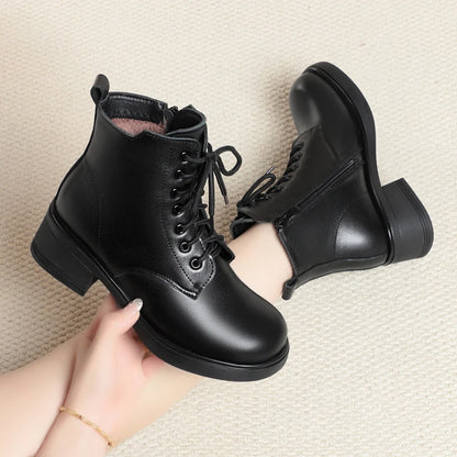 AIYUQI Women Marton Boots Winter 2025 New Genuine Leather Large Size Women Snow Boots Anti-Slip Women Motorcycle Boots