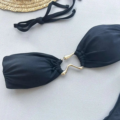 Gestreiftes, sexy Bikini-Set mit Push-up-Effekt – ideal für Strand und Pool