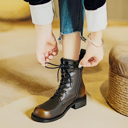 Damen Stiefeletten im Retro-Stil mit rutschfester Sohle und niedrigem Absatz