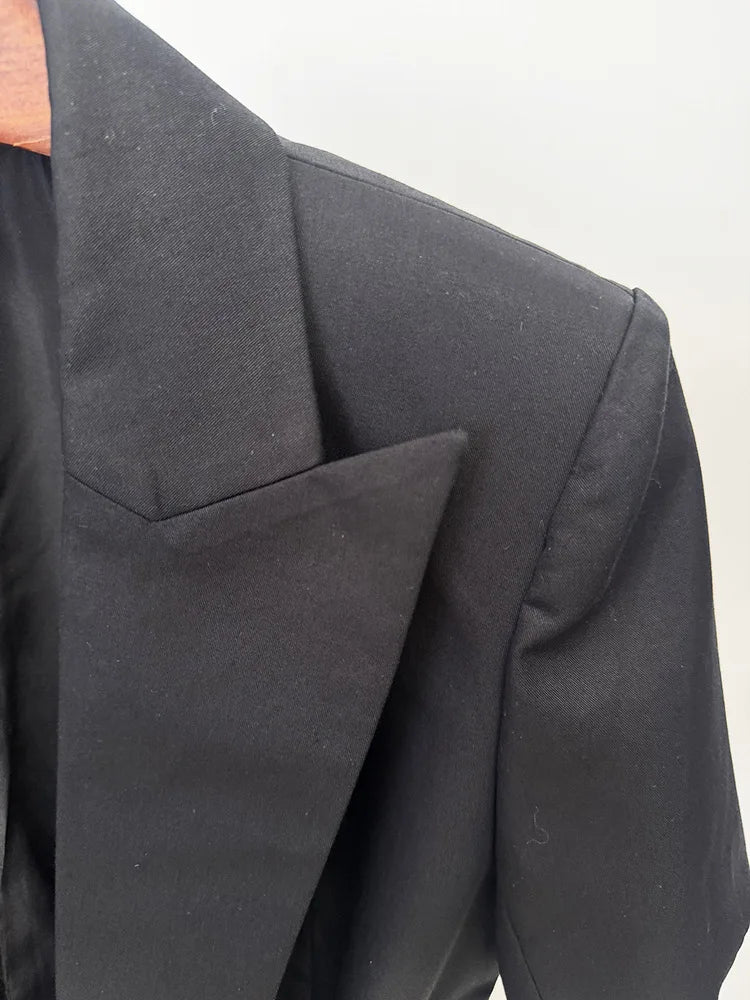 Damen-Blazer Kurzarm Gürtel lässig V-Ausschnitt Einknopf