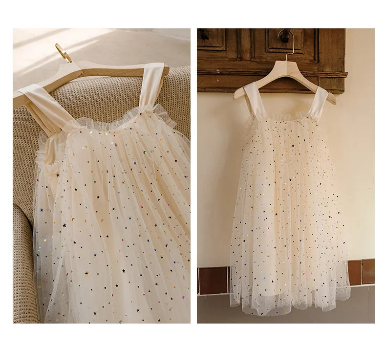 Blauer Blumen-Bubbelrock aus Gaze für Mädchen – Frühlings- und Sommerkleid, süßes Prinzessinnen-Design, Größen 110cm-170cm