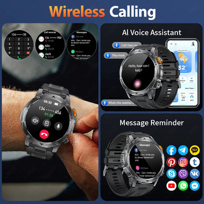 Herren Smartwatch mit Bluetooth Anruf und wasserdichtem Design für Outdoor Fitness