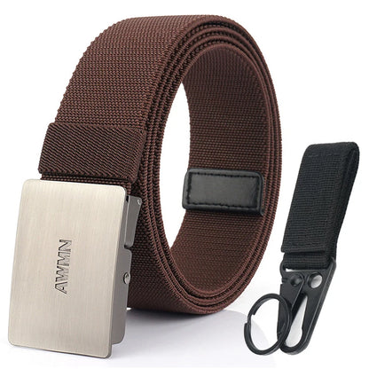 VATLY Silber Stretch-Gürtel Herren 3,8 cm mit Schnellverschluss 105–125 cm