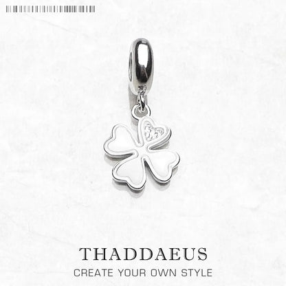 Damen-Charm-Anhänger Kleeblatt klassisch Glück aus Sterlingsilber