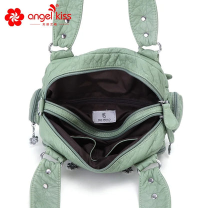 Damen-Satchel-Tasche aus PU mit Reißverschluss und viel Stauraum für Smartphone und Wertsachen