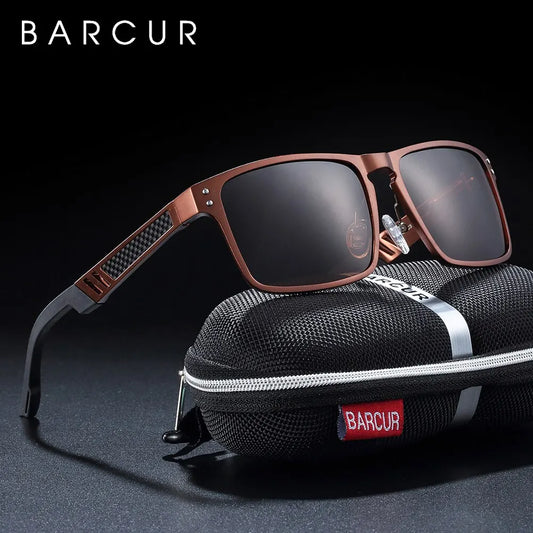 Sonnenbrille Al-Mg quadratisch Vintage polarisiert UV400 Business Herren