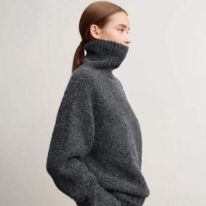Damen-Rollkragenpullover locker Raglan Streetwear Winter