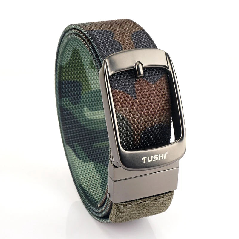 Herren-Gürtel Reversibel mit Automatischer Schnalle aus Nylon Zweifarbig 34mm Breite