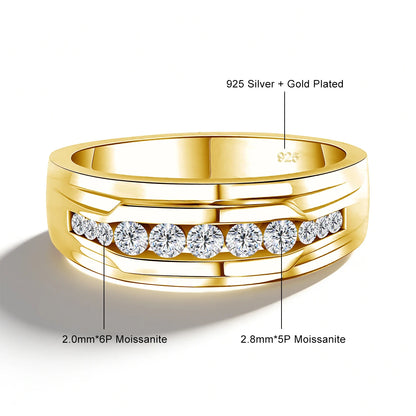 Unisex-Ring aus 925 Silber Moissanit-Verlobungsring Weißglanz für Damen und Herren