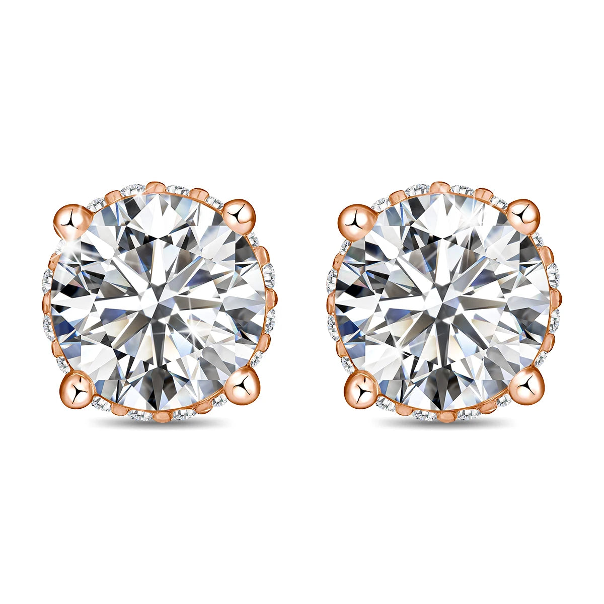 Damen-Ohrstecker Moissanit Rund aus 925 Sterling Silber Schmuck für Hochzeit Glanz