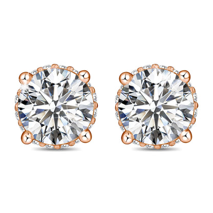 Damen-Ohrstecker Moissanit Rund aus 925 Sterling Silber Schmuck für Hochzeit Glanz